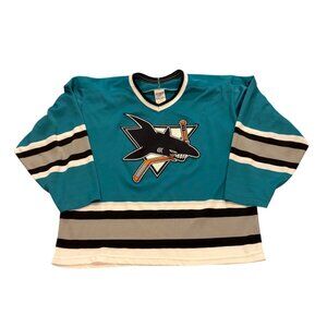 Vintage 1990's CCM Maska San Jose Sharks Stitched NHL Jersey Men's Large